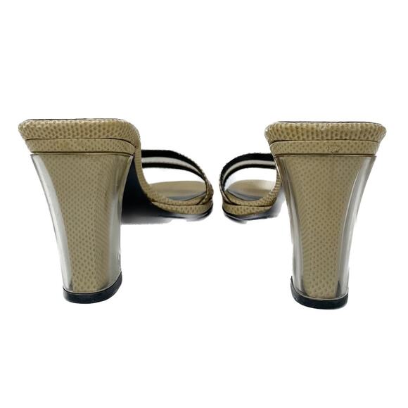 Gucci Y2K vintage Karung PVC Block Heel Neutral Slide Sandals tan size 7.5 - Picture 4 of 14